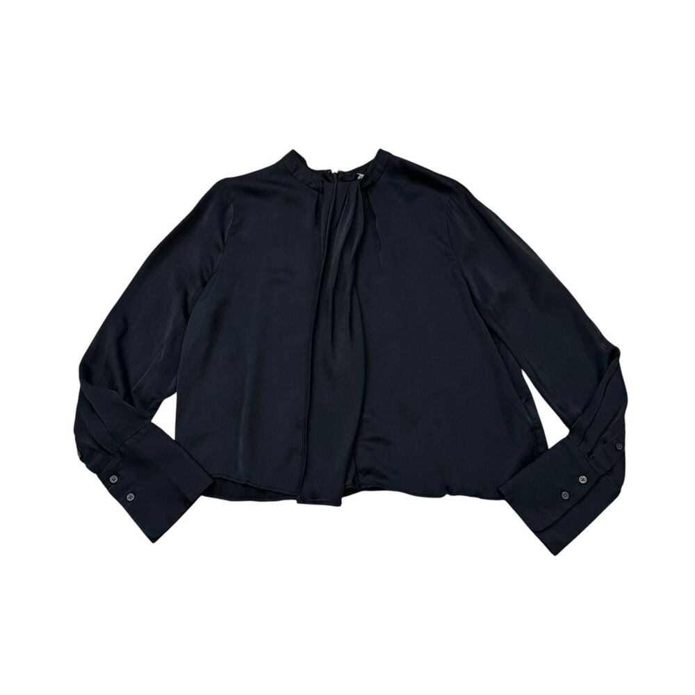 J.Crew Satin Drape Top in Black Size 12
